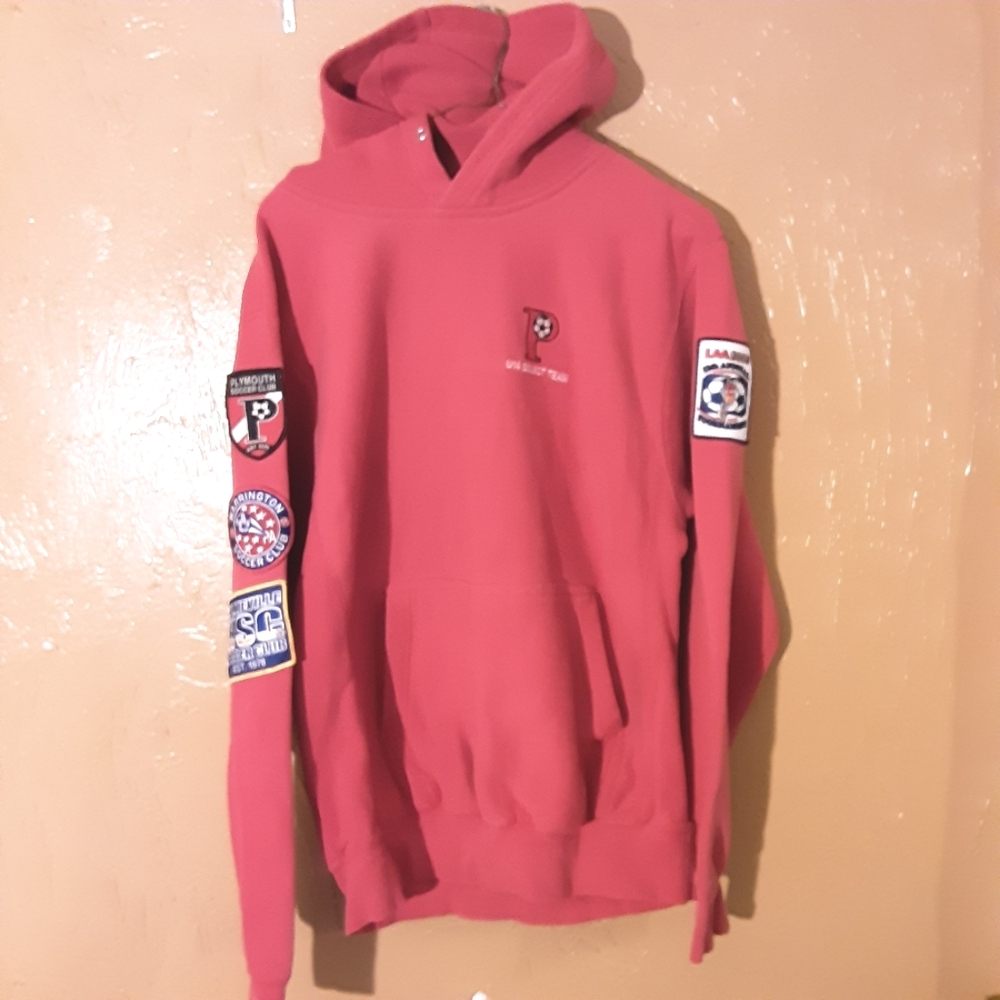 MV Sport Red Hoodie with Embroidered Patches